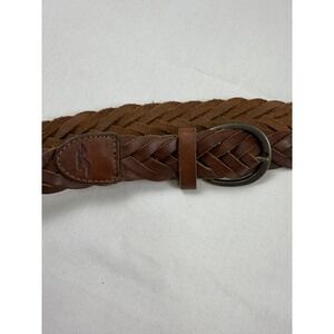 Hollister Braided Leather Belt Brown Boho Casual Medium Womens